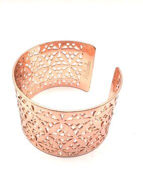 Aubade Rose Gold Tone Ladies Lace Cuff Bracelet 1.5" Wide 6.25" Long Adjustable